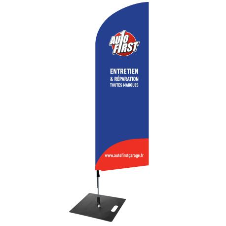 Beach flag 290cm + mast + base plate with name garage