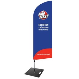 beachvlag 290cm + mast + voetplaat MET NAAM GARAGE